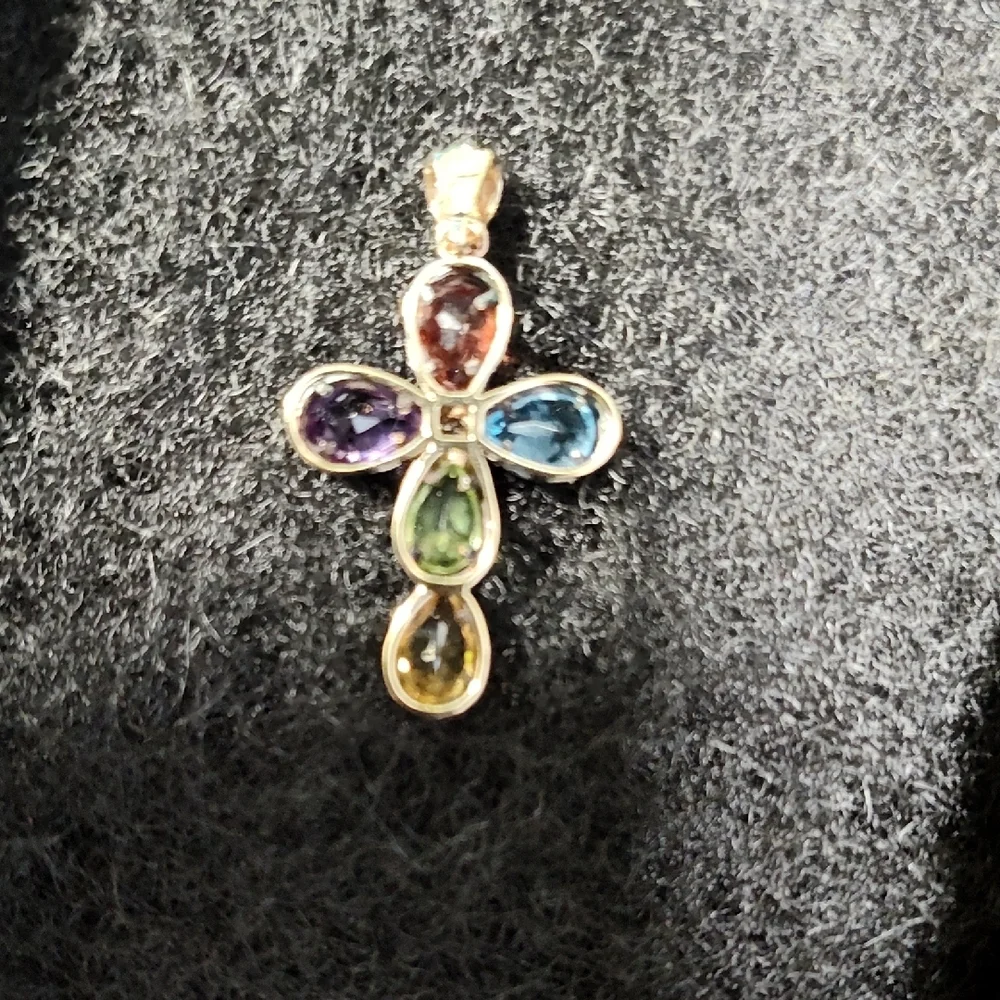 Elegant Multi-Gem Vintage Necklace Pendant - Picture 3 of 4